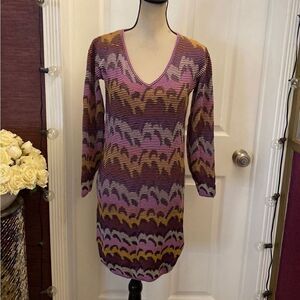 Missoni Purple and Yellow Long Sleeve Dress, US6